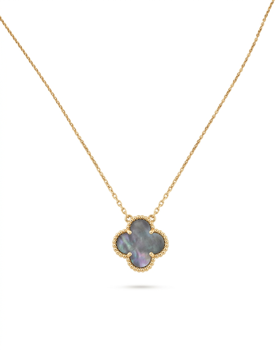 COLLIER CLOVER GRIS NACRÉ